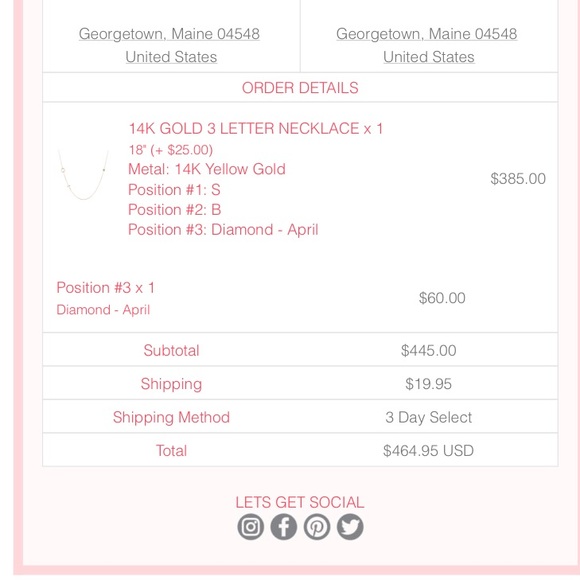 Custom Maya Brenner necklace - letters S, B and a teeny diamond ✨️ - Picture 4 of 4